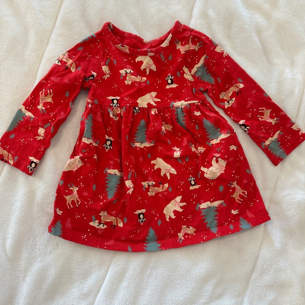 Wonder Nation Red Dress with Forest Animals